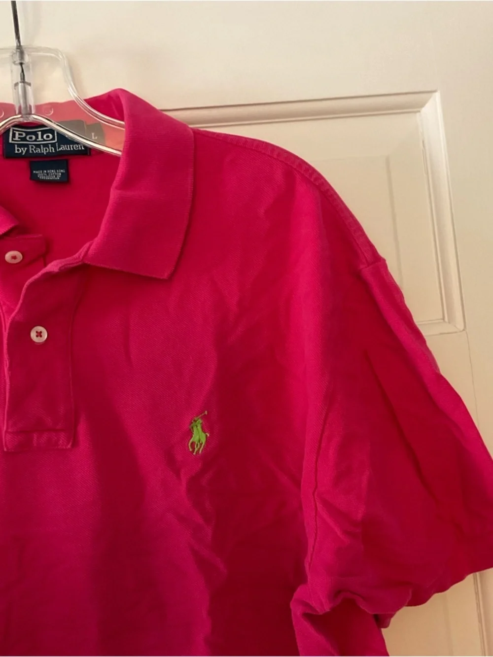 Vintage Polo Ralph Lauren Shirt Pink Short Sleeve Pony Men’s L Preppy Heritage